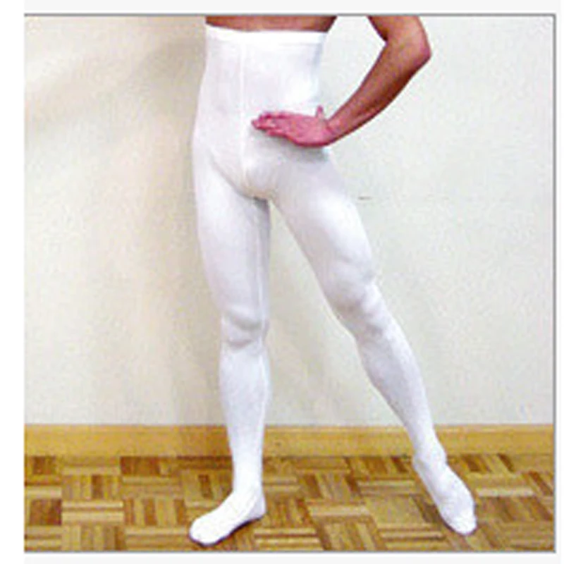 Moda wielka elastyczność białe miękkie rajstopy baletowe dla mężczyzn chłopiec, taniec Footed Balet elastan legginsy detaliczna hurtownia darmowa wysyłka
