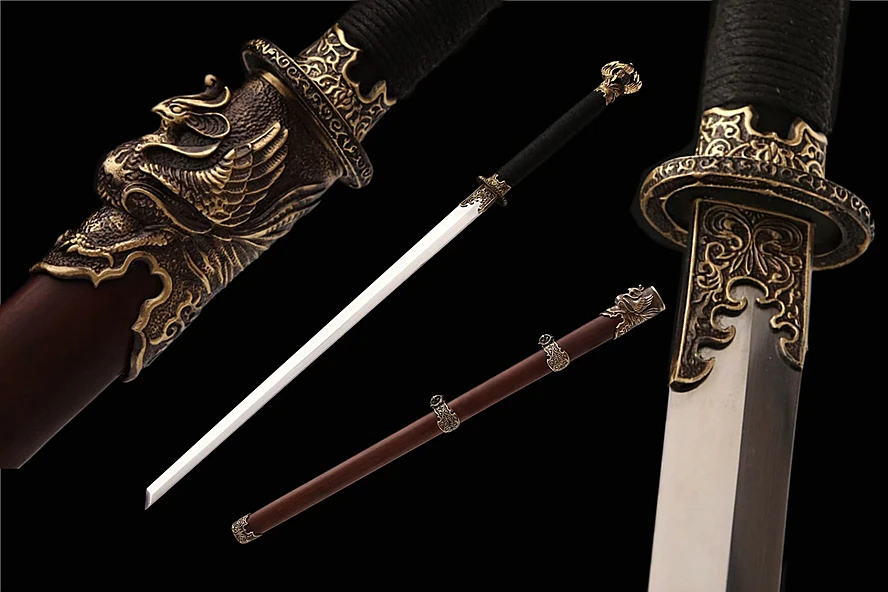 Китайский меч Tang Battle Jian из качественной стали T10 с закалкой в глине и острым лезвием, готовый к использованию.
