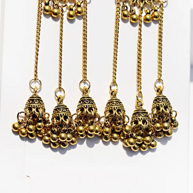 OIQUEI индийские серьги Jhumka ювелирные изделия для женщин Бохо этнические винтажные круглые резные Большие колокольчики длинные висячие серьги с кисточкой