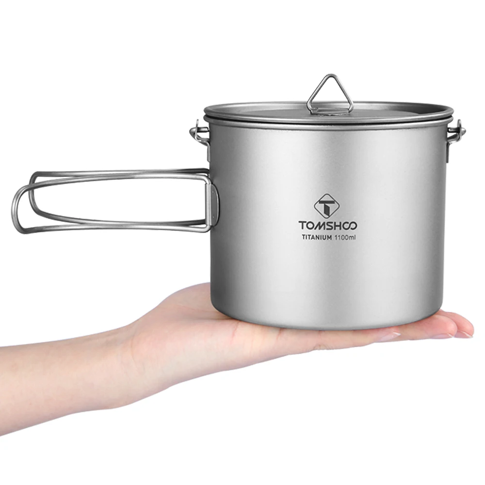 Титановый чашка для воды кружка TOMSHOO кастрюля с крышкой и складной ручкой