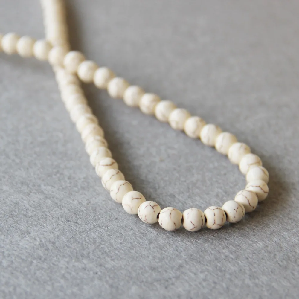 Новые аксессуары для рукоделия 6 мм белый индюк Howlite фотополосатый камень