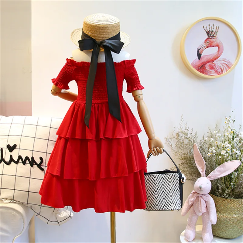 Платье с открытыми плечами для девочек на вечеринку и свадьбу детское платье