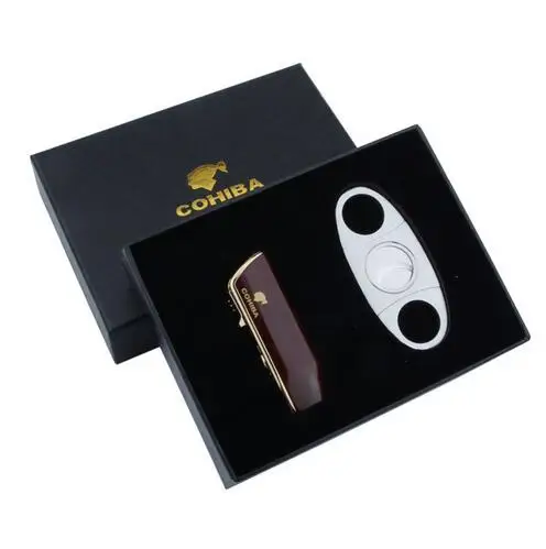COHIBA сигарный набор 3 струйный факел зажигалка и лезвие из нержавеющей стали нож