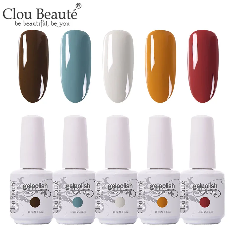 Clou Beaute 5 шт./лот УФ гель лак для ногтей Набор для маникюра геллак Полупостоянный гибридный дизайн ногтей УФ-гель для ногтей - Цвет: 5pcs-15ml-ZH11