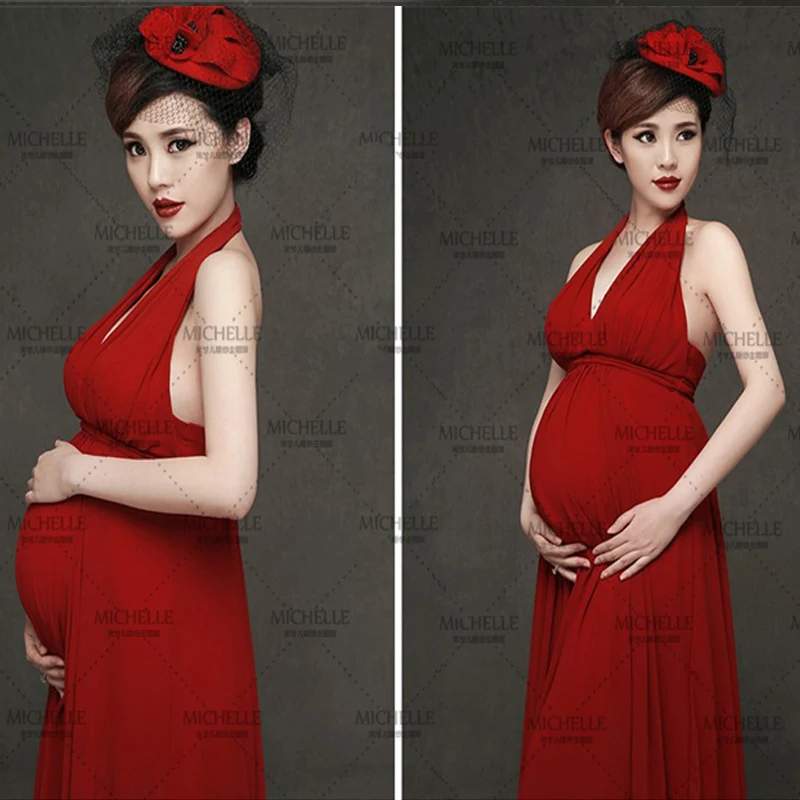 2016 реквизит для фотосъемки беременных элегантное красное платье красивое во