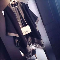 jinjin qc patchwork women poncho and capes echarpe foulard femme blanket scarves and wraps with tassel drop shipping