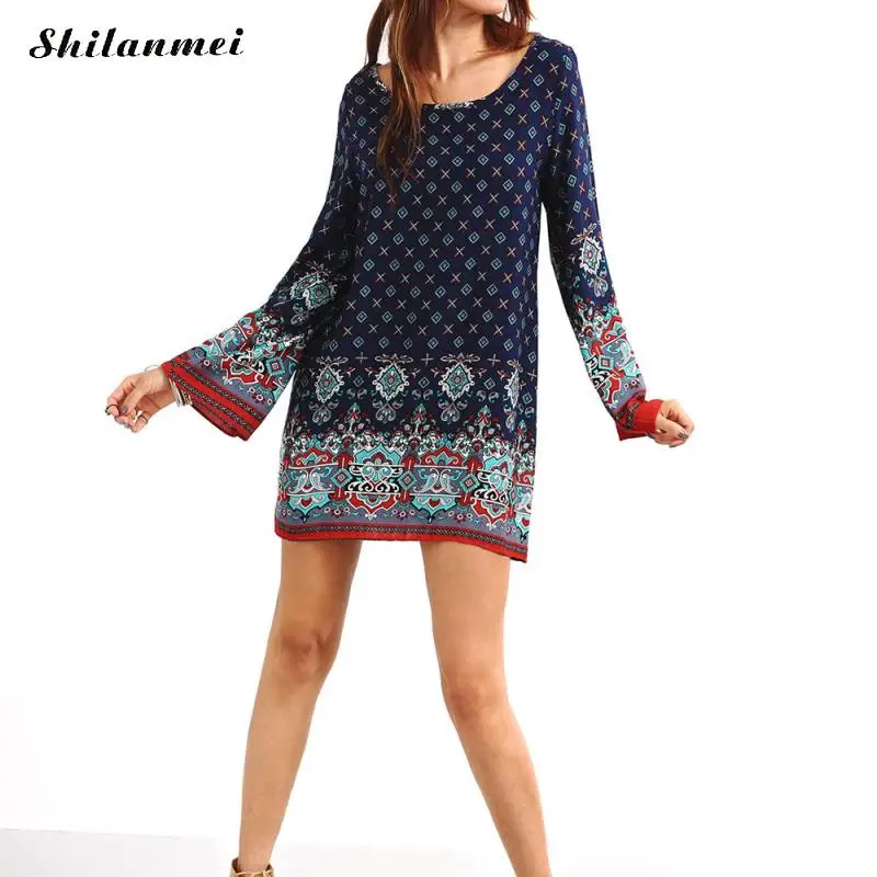 Платье трапециевидной формы с сексуальным цветочным принтом Dashiki 1970 s черные