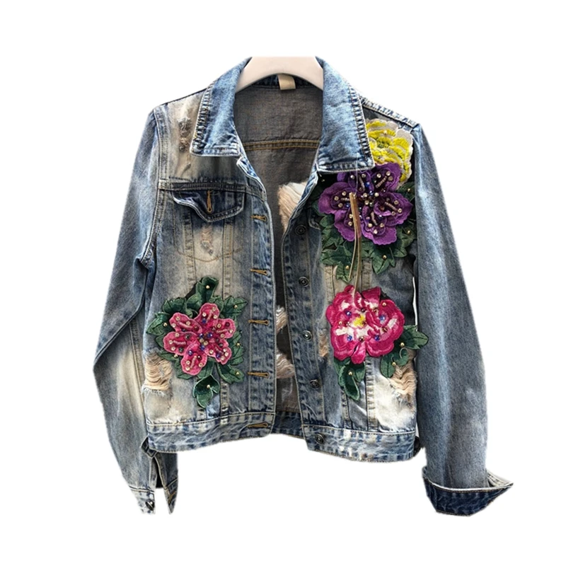 Новый весенний женский тяжёлый цветок вышитый жемчугом бисероплетение