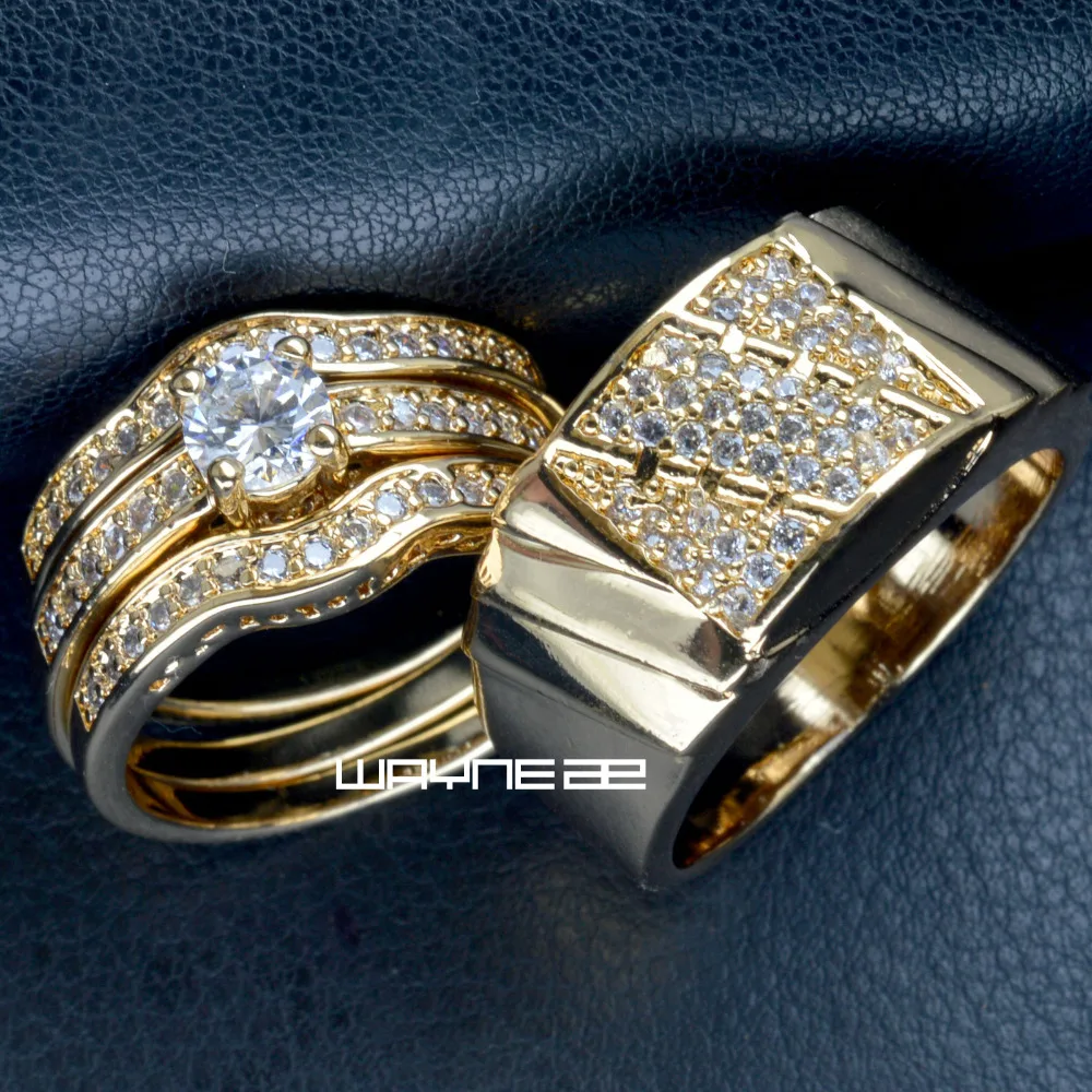 Набор обручальных колец золотого цвета для мужчин и женщин R211 179 размеры 9 15