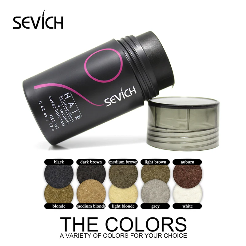 

sevich bottle 12g Hair Building fibers Keratin Hair Loss Instant Thickening Hair Fibers Styling Powder 10colors hair increase