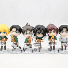 6 шт./компл. Shingeki no Kyojin атака на Титанов Рисунок Фигурки Levi's