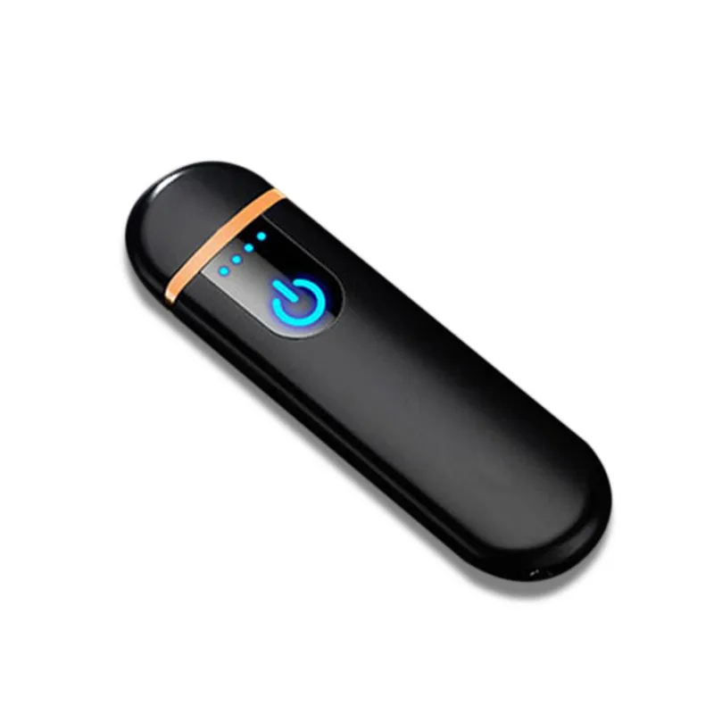 Черный Отпечаток пальца Sensitive мини зажигалка Прикуриватель USB зажигалки ветрозащитная беспламенная перезаряжаемая Электронная зажигалка для курения - Цвет: Черный