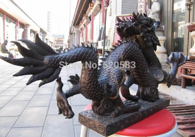 Китайский Коллекция Народная Классическая красная Бронза Дракон зверь Dragon Ball