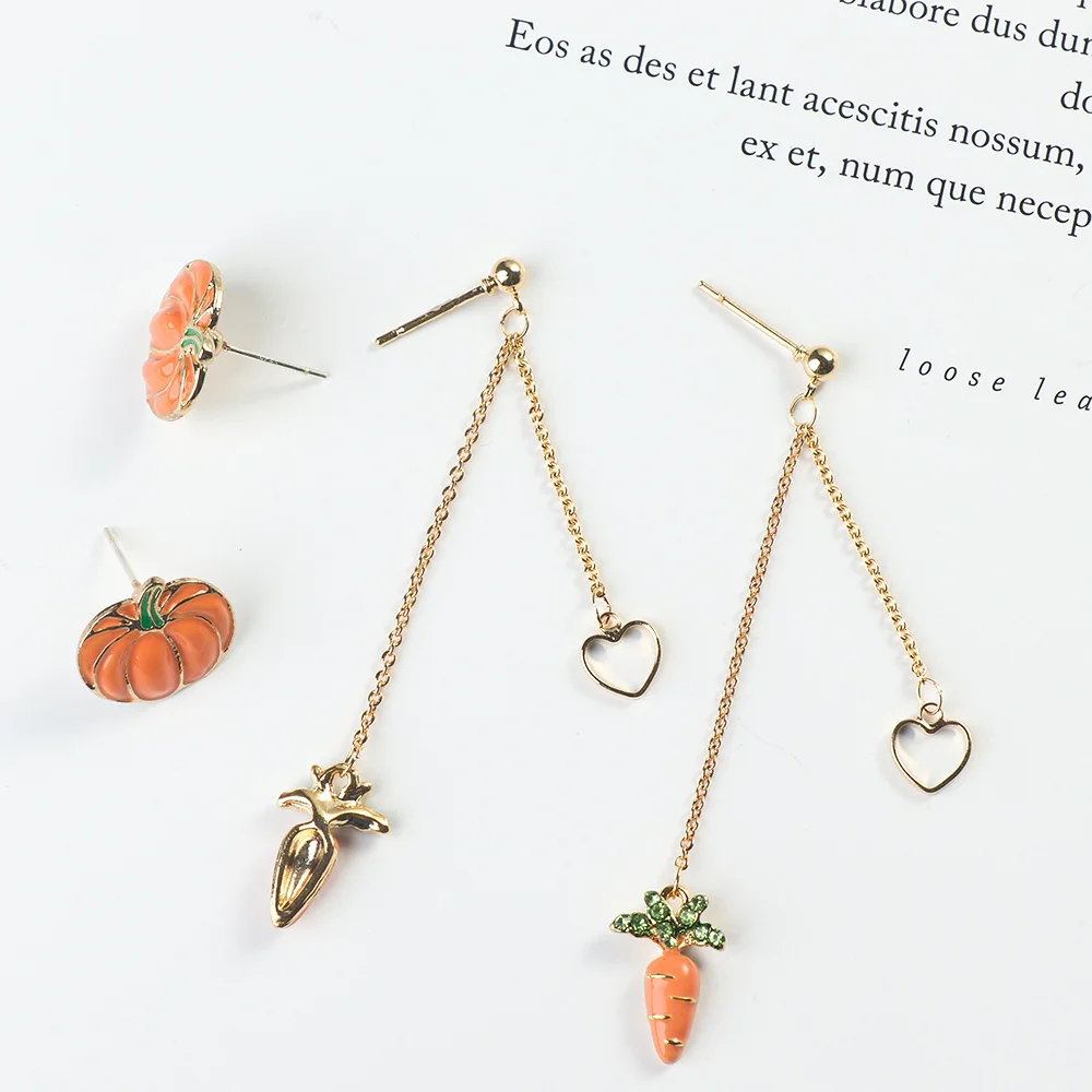 Женские длинные серьги подвески Тыква в виде моркови|Серьги-подвески| |