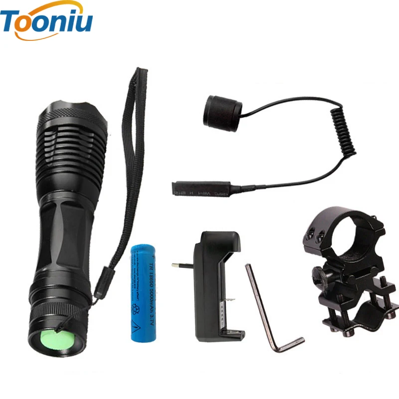 Zk50 cree xm l t6 led масштабируемые тактический фонарик 4000lm факел для охоты + 1*18650 батарея