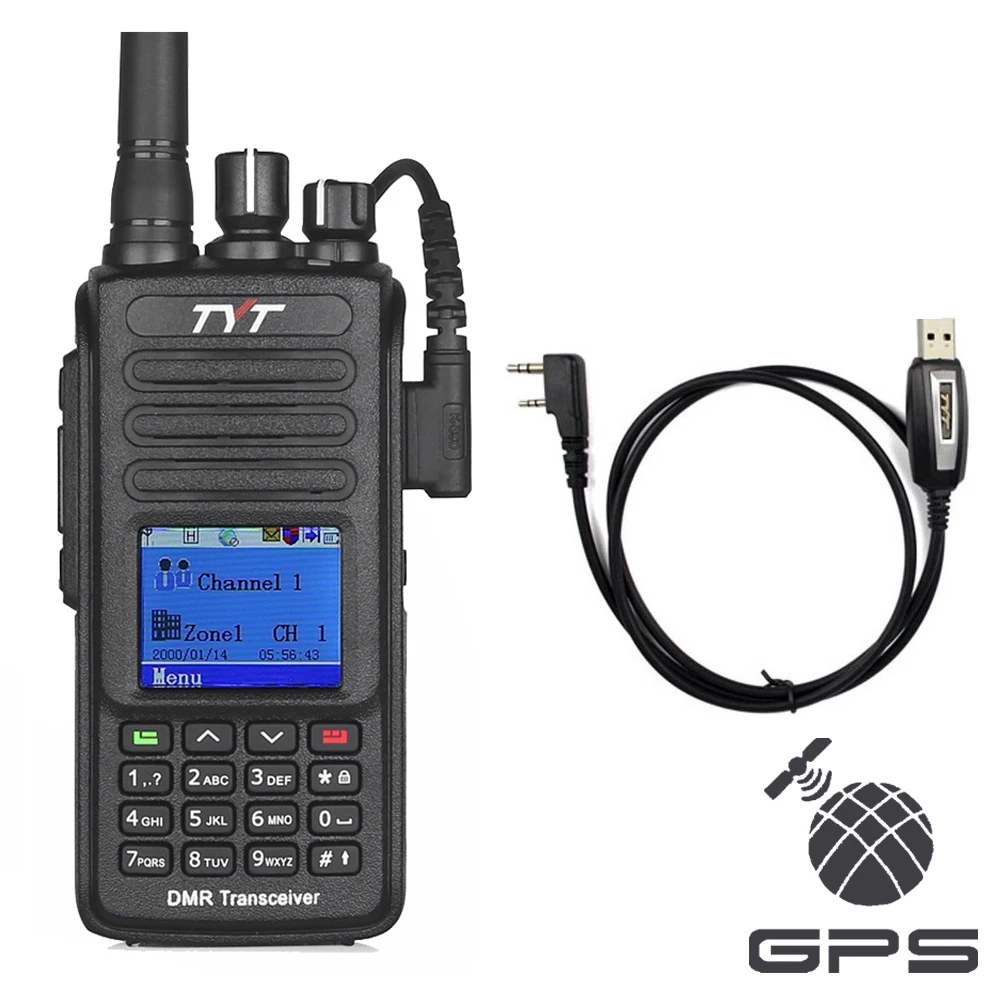 TYT MD 390 GPS UHF 400 480 МГц IP67 Водонепроницаемый DMR цифровое радио с кабелем для