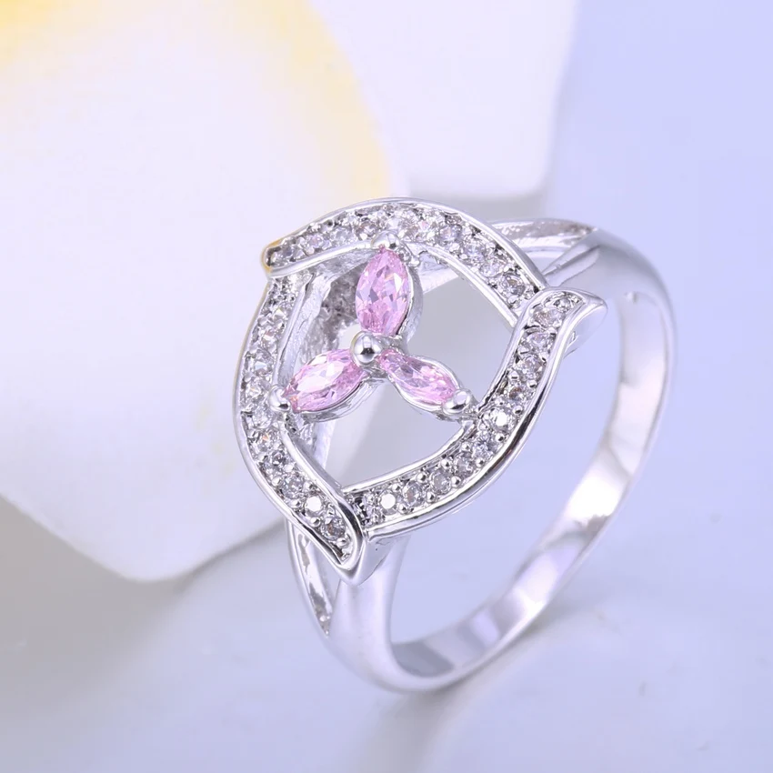 Чжэ Вентилятор Кольца с листьями Мода ААА кубического циркония украшения