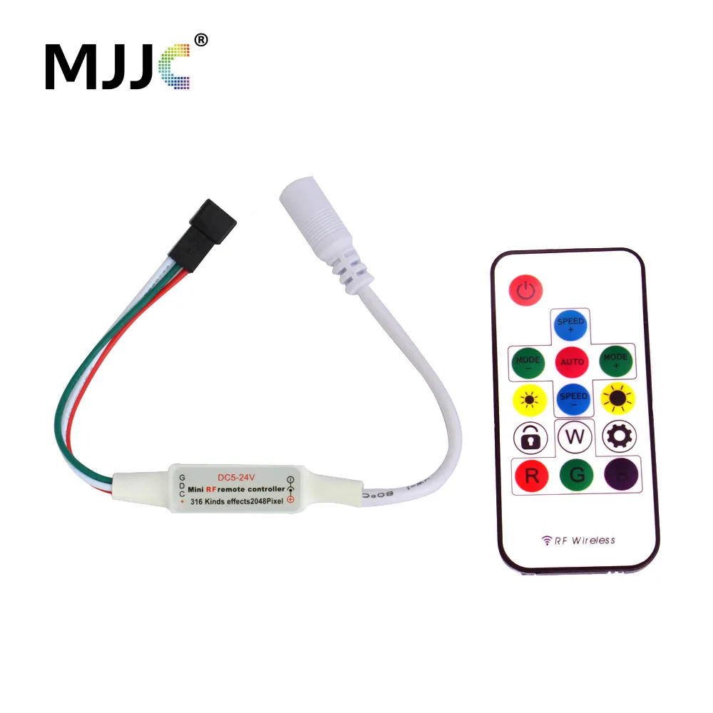 WS2811 WS2812 WS2812B Controller RF Mini LED Pixel Controller with Remote for 5V 12V 24V LED Pixel Strip Light