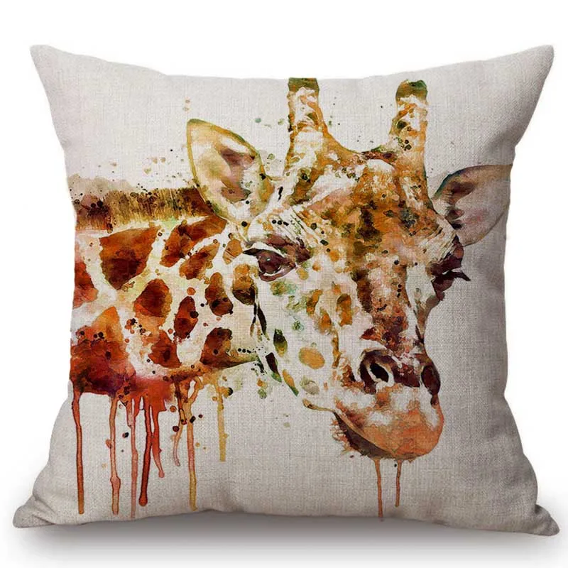 

Чернила брызги Искусство Жираф лошадь волк Тигр Леопард животные картина хлопок лен диван диванная Подушка Чехол стул чехол для подушки наволочка чехол