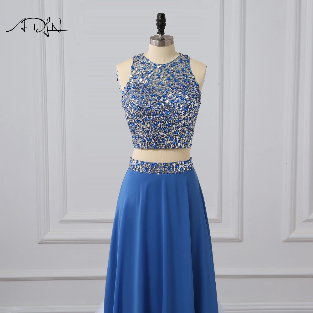 ADLN/Вечерние платья из двух частей с большим количеством бусин синие вечерние