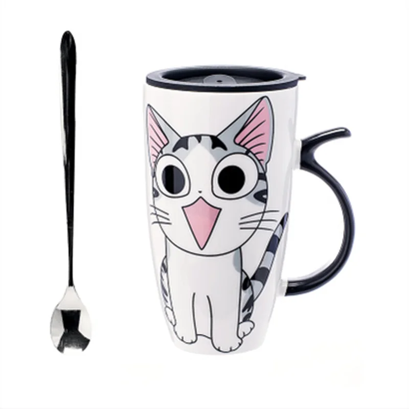 Style A Mug Классный Кот керамическая кофейная кружка с крышкой большая Ёмкость 600 мл кружка творческий посуда для кофе Чай чашка с ложка подарок - Цвет: Style A Mug