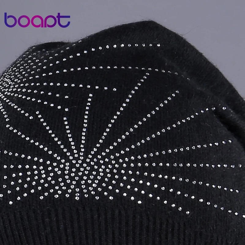 [boapt] бриллиант звезды мягкий шерсть вязаный шапочка тепло толстый головные уборы