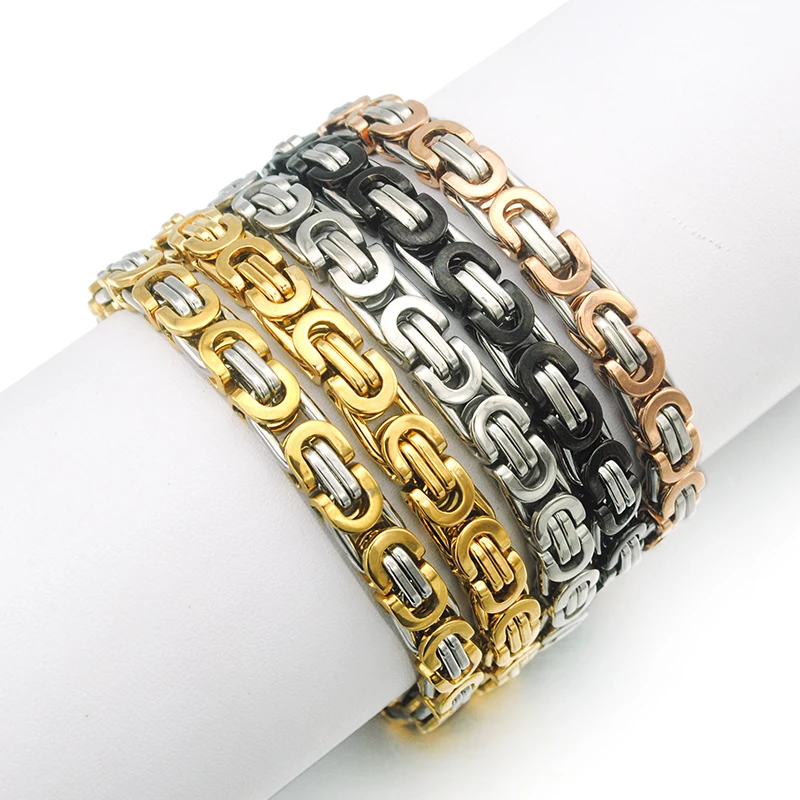 Браслет из нержавеющей стали с плоскими звеньями диаметром 6 мм|gift bracelet|bracelet