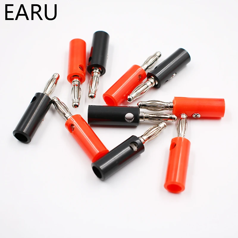 10pcsAudio Speaker Screw Banana Gold Plate Plugs Connectors 4mm IN STOCK FREE SHIPPING Black Red Facotry Online Wholesale Golden