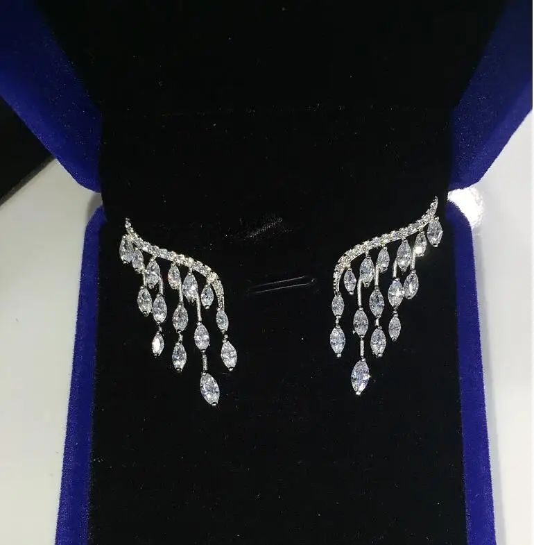 Женские вечерние Ги гвоздики с фианитом цвет белое золото|stud earrings|stone stud earringsangel