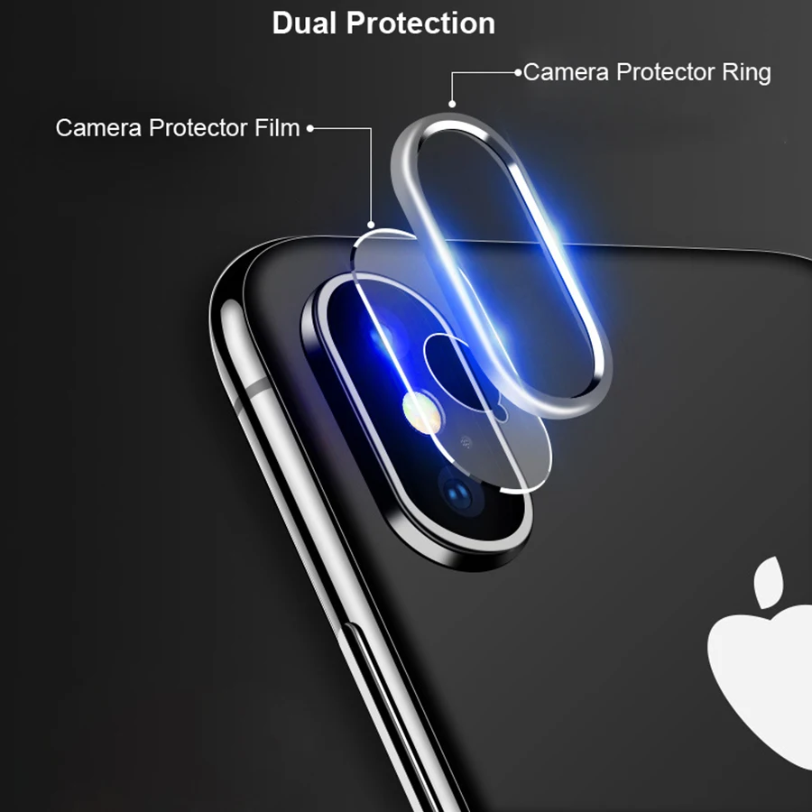 Объектив камеры для iPhone 7 8 Plus X Закаленное стекло металлический задний объектив