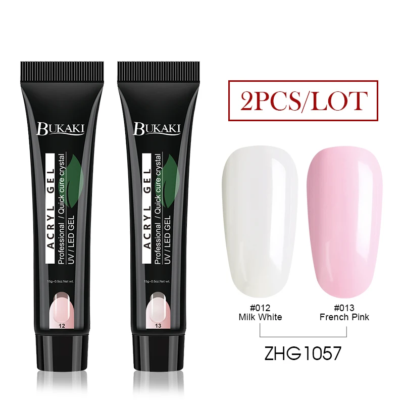 2PCS ZHG1057 BUKAKI Кристальный поли гель прозрачный розовый быстрое строительство УФ гель для ногтей Салон Советы Кисть расширитель замочить от ногтей клей для наращивания - Цвет: 2PCS ZHG1057
