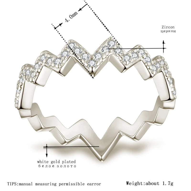 Кольца MDEAN белого золотого цвета для женщин, круглые свадебные, прозрачные AAA цирконы, ювелирные изделия Bague Bijoux, размер 6-10, R1021.