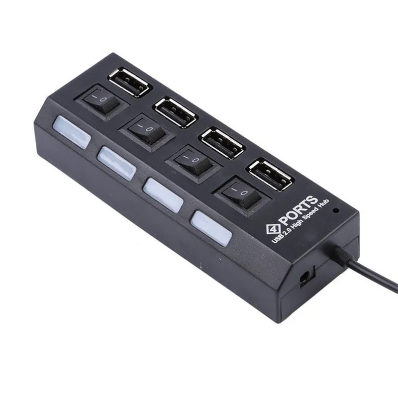 BinFul Micro 4 портовый usb хаб 2 0 высокоскоростной сплиттер с переключателем ВКЛ/ВЫКЛ
