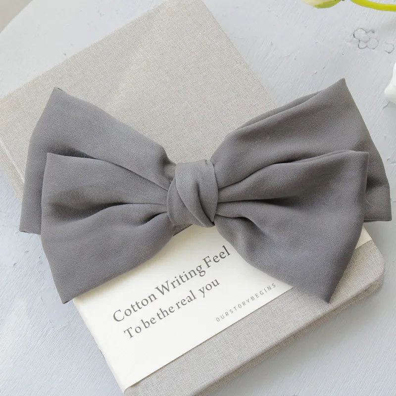 Gray Hot Selling Big Large Barrette Bow Hairpin For Women Girls Hairgrips Satin Hair Bow Ladies Hair Clip New Cute Hair Accessories - Цвет: Gray
