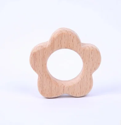 1pc Flower Прекрасный Деревянный Прорезыватель с героями мультфильмов, 1 шт., чистый натуральный животный в форме, Прорезыватель для зубов, прорезыватель для кормления ребенка из бука, игрушка с подвеской «сделай сам» для маленьких девочек - Цвет: 1pc Flower
