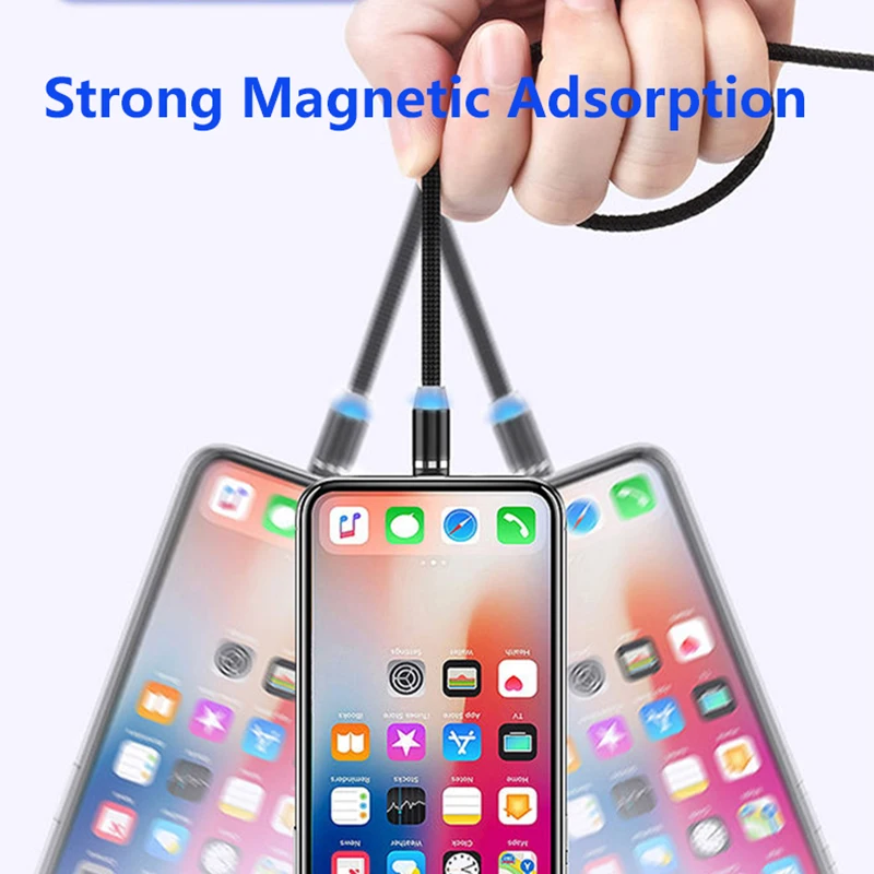 Магнитный зарядный кабель AIXTON 1 м Micro USB для iPhone XR XS Max X Type-C светодиодный провод |