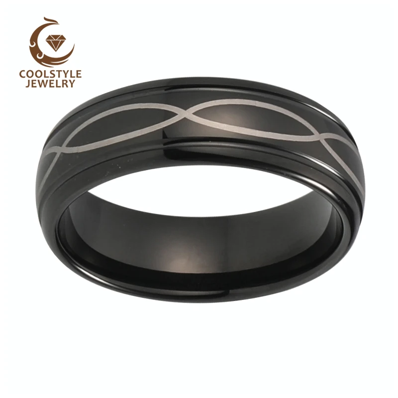 Черное вольфрамовое обручальное кольцо для мужчин и женщин 8 мм лазерная