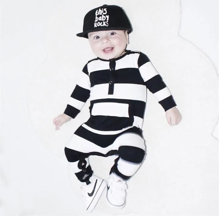 Детский хлопковый комбинезон с длинным рукавом в полоску|infant jumpsuit|baby boy girlromper cotton