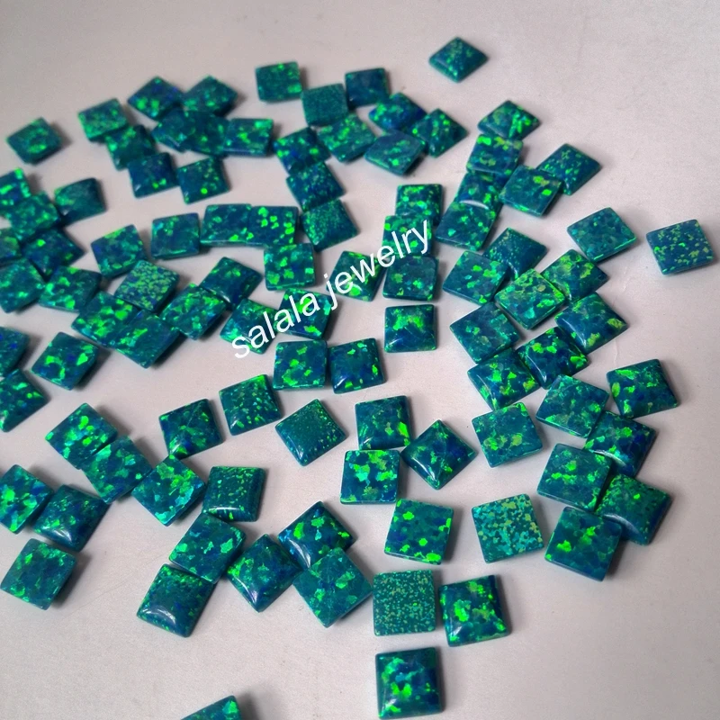 100 шт./лот Бесплатная доставка 5 мм OP36 павлин синий квадратный искусственный опал