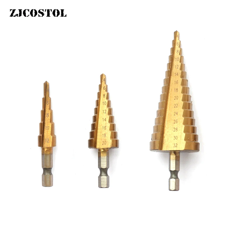 ZJCOSTOL HSS4241 ступенчатое сверло с титановым покрытием Коническое отверстием для