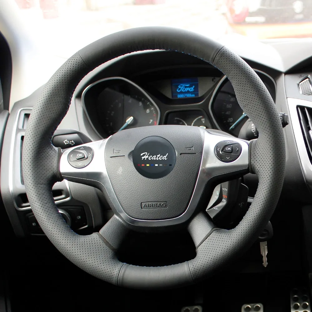 Из Микрофибры Руль Обложка для Ford Focus 3 2012- Kuga Побег 2013- Тюнинг автомобилей кос на руль для форд фокус