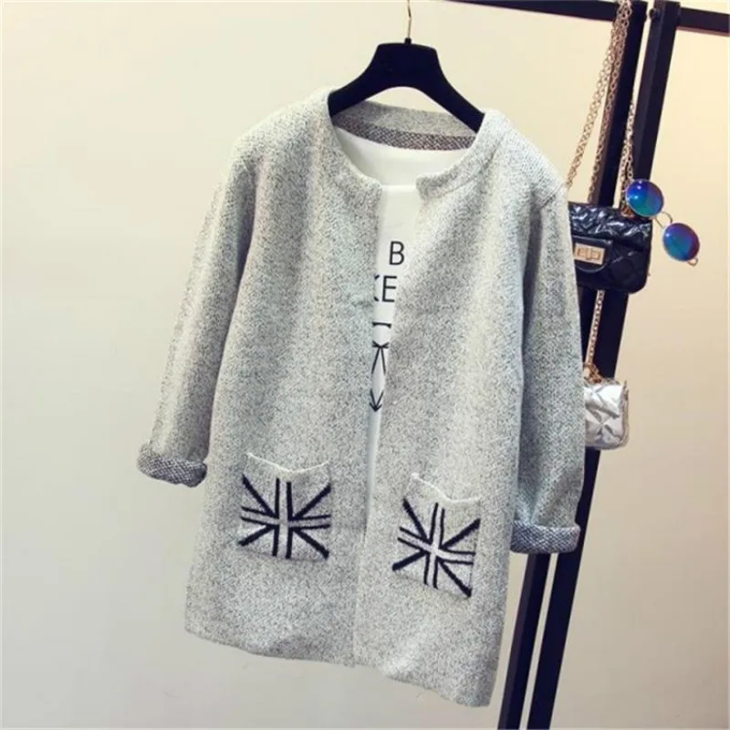 2017 Fashion Star Pattern Cardigans Female Sweaters Long Sleeve Knitted Slim Women Sweater Cardigan |