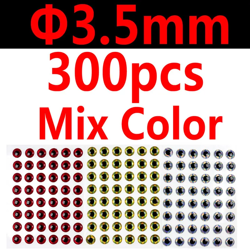 300pcs 3.5mm Wifreo 300 шт 3D рыбный глаз мухобойка стример приманка рыбьи глаза для приманки насекомое Мягкая приманка глаз - Цвет: 300pcs 3.5mm