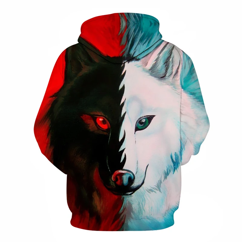 

Cute wolf hoodie men and women 2021 new 3D printed hoodie fashion pullover men's sports and leisure hooded plus size sweater