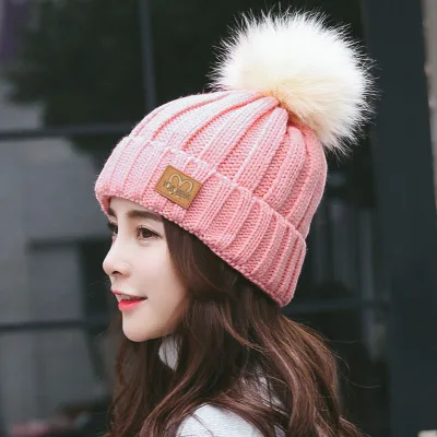 Женская зимняя вязаная шерстяная шапка на осень и зиму пуловер сохраняющая тепло