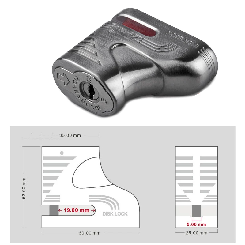 5 мм Pin VEISON DX2 1 moto rcycle металлический дисковый замок alarma скутер сигнализация