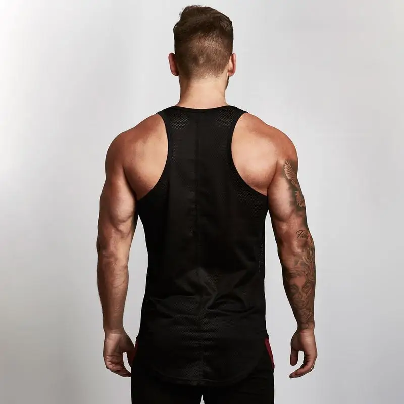 Muscleguys Men's Compression Sleeveless Tight Shirt Fitness Workout Vest Bodybuilding Tank Top quick drying Mesh Gyms clothing