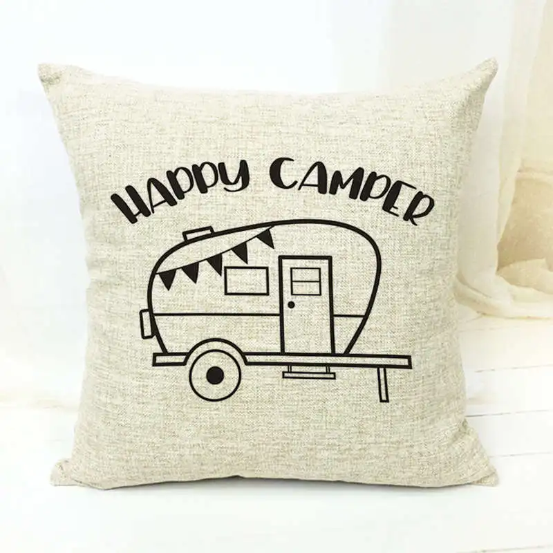 7 Простая наволочка с принтом из мультфильма «Happy Camper» 45X45 см, наволочка для офиса - Цвет: 7