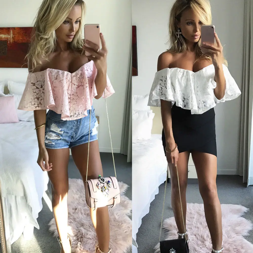 Женский слитный кружевной купальник с открытыми плечами пляжная одежда оборками