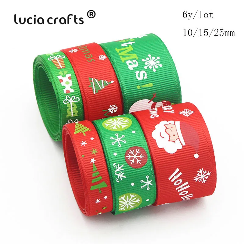 Lucia crafts мульти смешанные печатные корсажные атласные ленты DIY Швейные банты для волос подарочная упаковка Рождественский ленточный аксессуар S0101